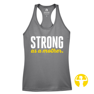 Grey lightweight performance tank top for women. Body Positive Sizes XS-3X. Canadian Brand.