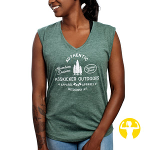 Festival Sleeveless V-Neck Tee  (Royal Pine or Shiraz) Choose from +30 Sayings