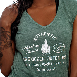 Festival Sleeveless V-Neck Tee  (Royal Pine or Shiraz) Choose from +30 Sayings