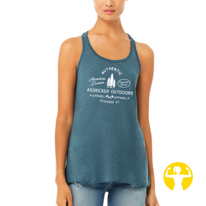 Heathered Deep Teal Asskicker Outdoors (Outdoorsy A.F.)  tank top - graphic tees and tank tops from Asskicker Activewear in Barrie, Ontario, Canada - near Toronto, Muskoka and Collingwood.