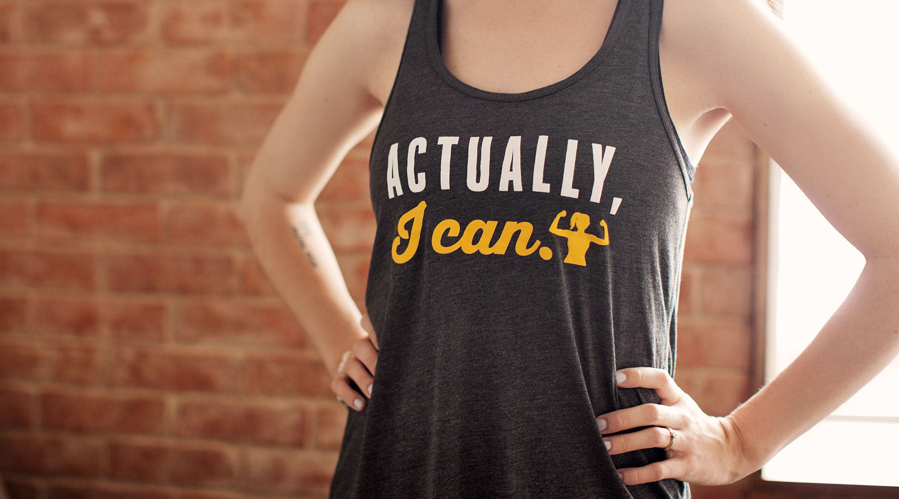 Actually, I can Flowy Racerback Tank Top for Women