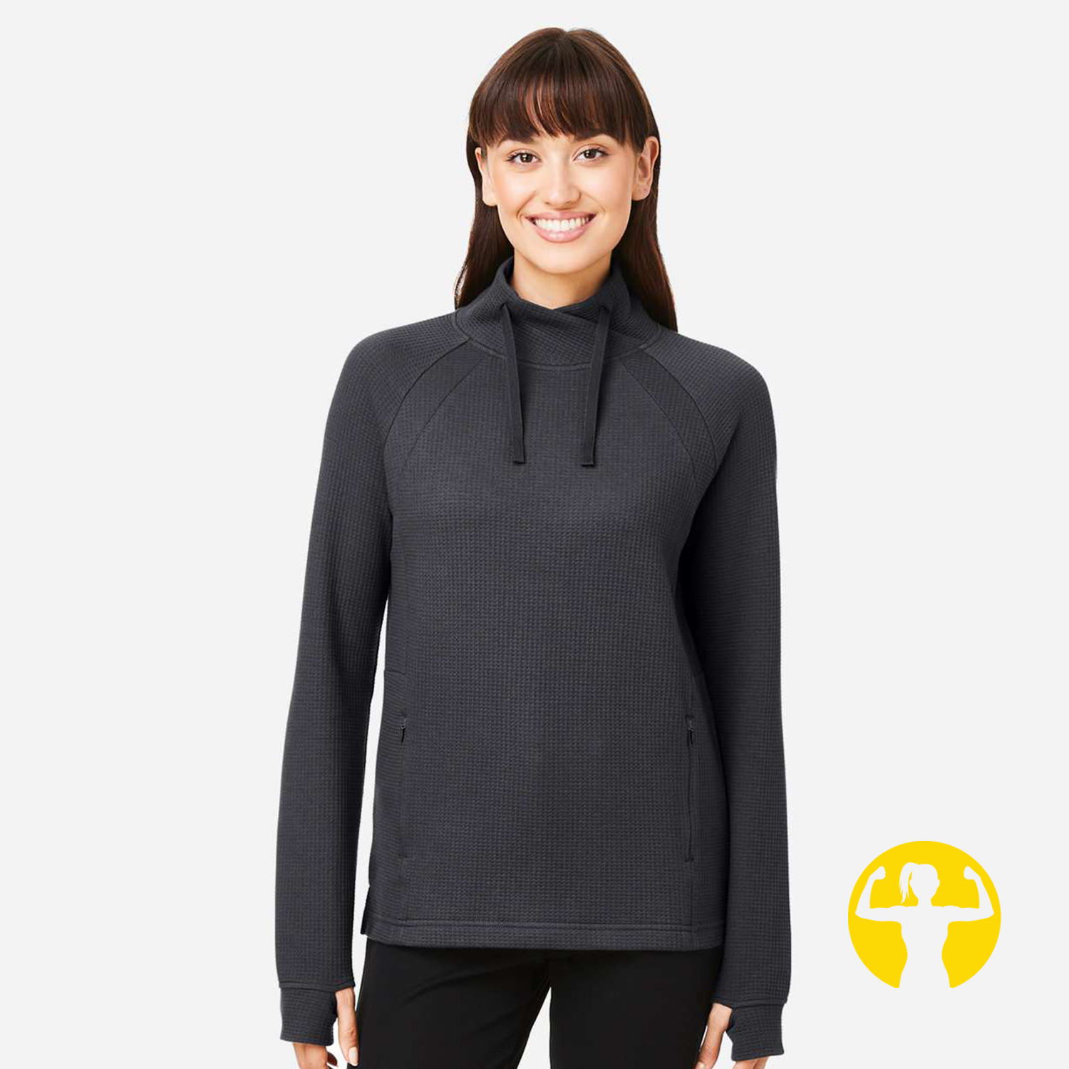 Women's Waffle Cross-Neck Pullover (XS-3XL)