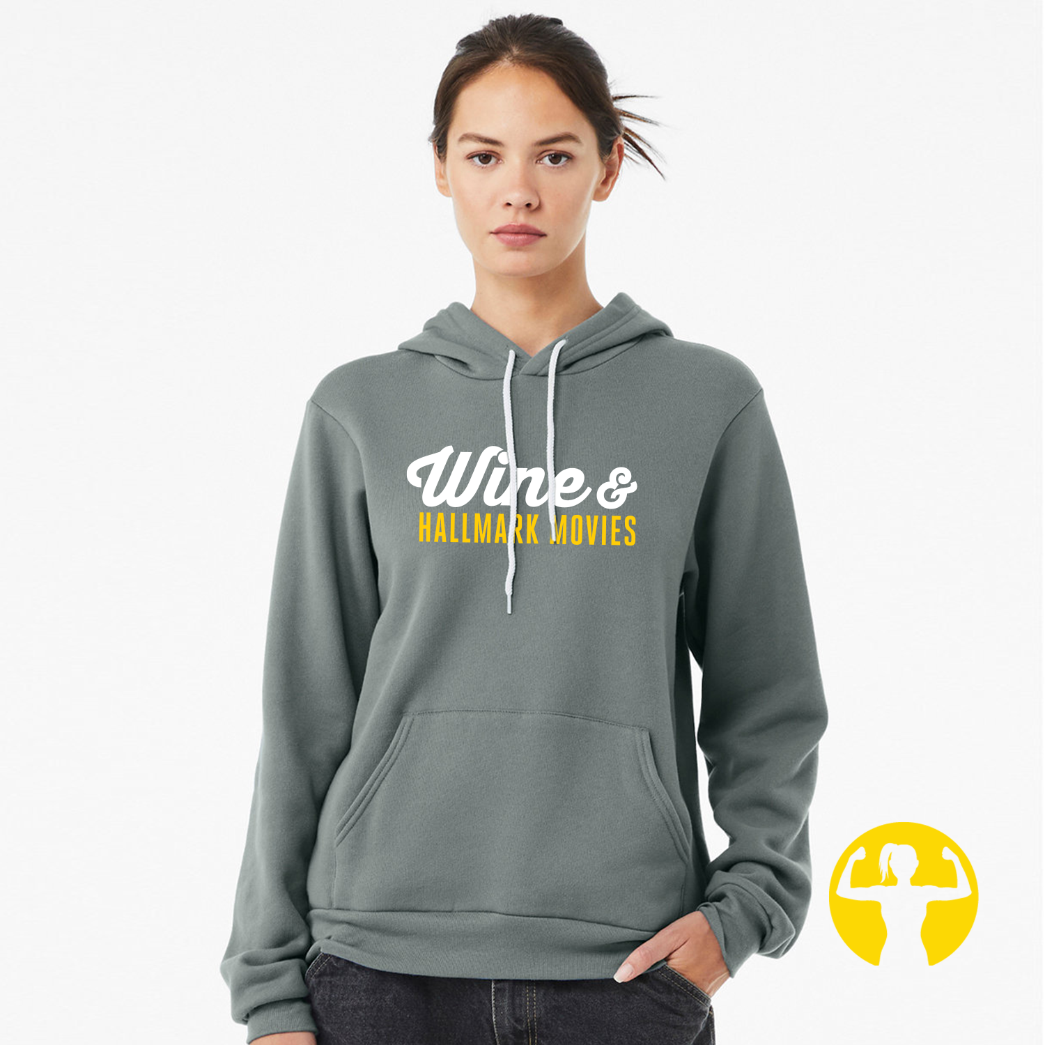 Wine & Hallmark Movies ultra soft forest green hoodie  for women from a women owned Canadian apparel brand