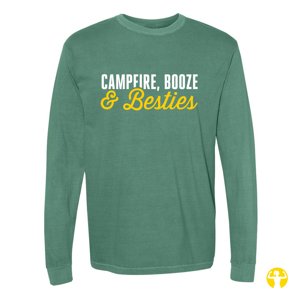 Campfire Booze & Besties Premium Vintage Long Sleeve