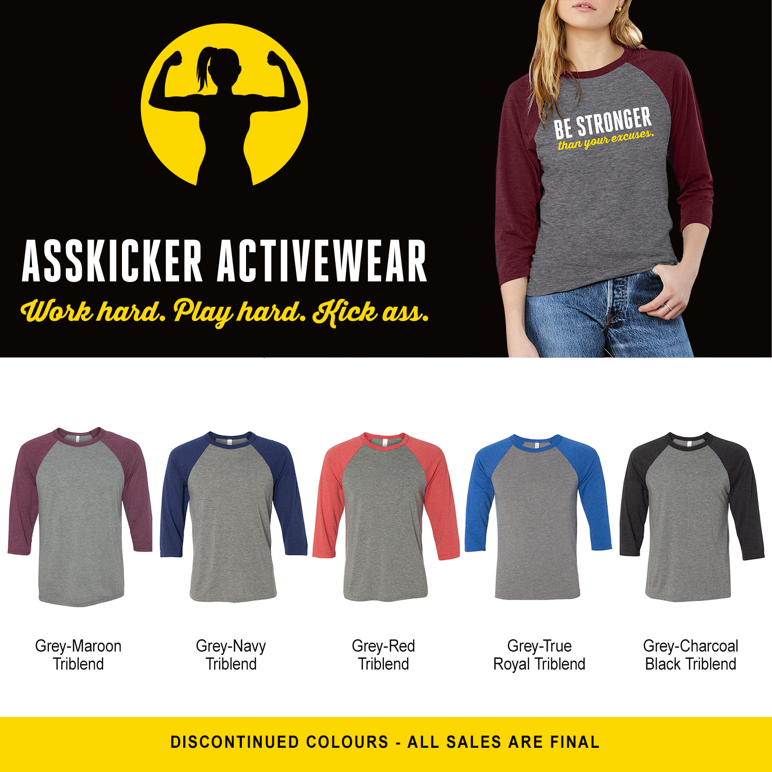 Strong women lift each other up. You'll love the fit and feel of this classic baseball shirt! The raglan 3 quarter sleeves take on a fresh update with a super soft blends of combed and ring-spun cotton, a modern fit, three-quarter contrast raglan sleeve. Made of 50% poly, 25% Airlume combed and ring-spun cotton, 25% rayon.