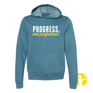 Progress, not perfection. Choose from over 30 Sayings! This pullover hoodie is remarkably soft with a relaxed fit that doesn't feel too heavy. Soft, cosy, fleece-lined, mid-weight. Canadian.