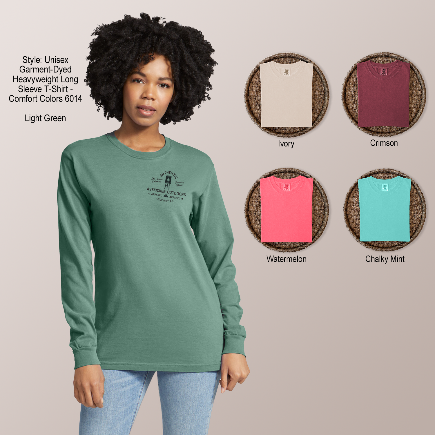 Unisex Garment Dyed Heavyweight Long Sleeved T-Shirt available in multiple colours