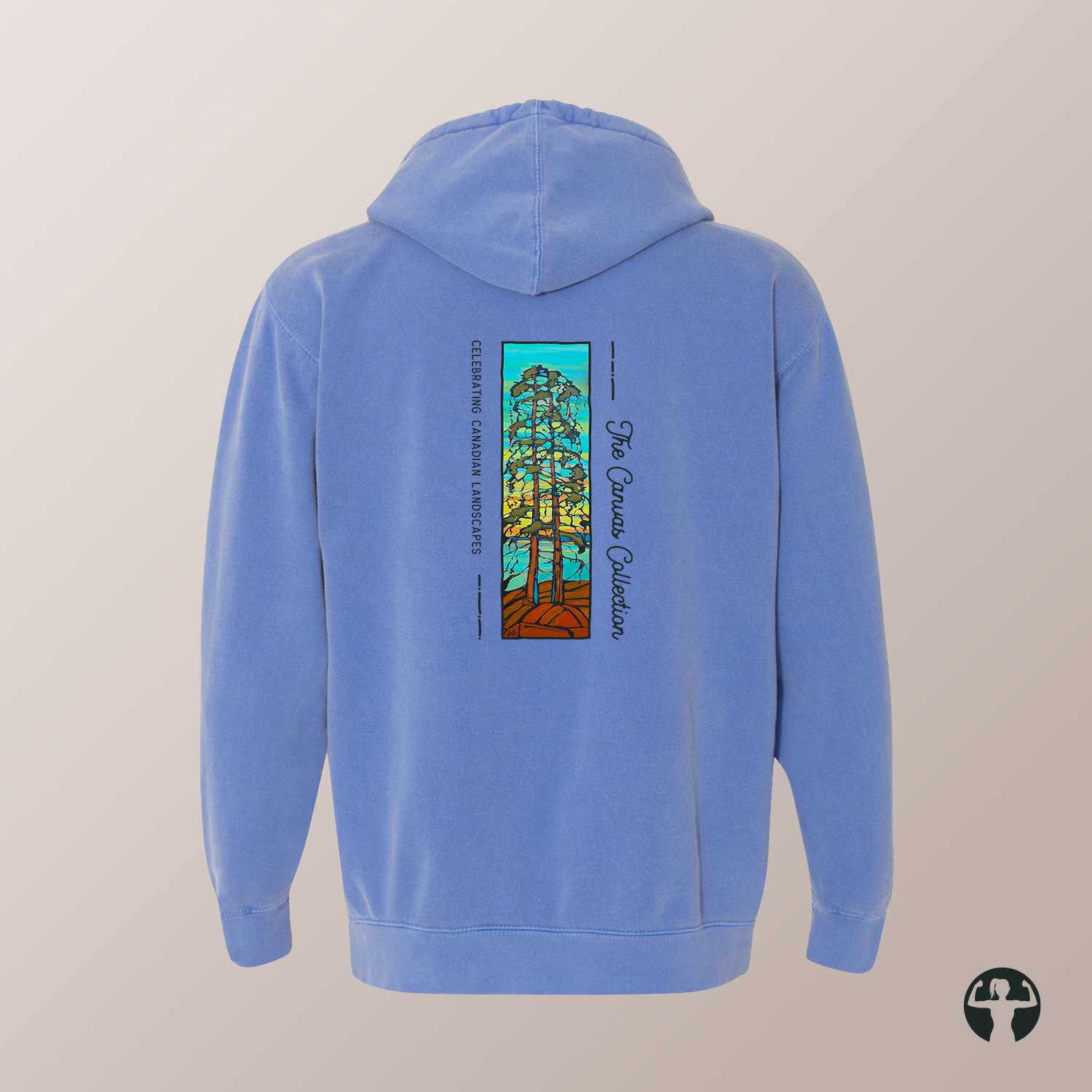 Celebrating Canadian Landscapes: Garment-Dyed Hooded Sweatshirt — Art by Denice Bustraen
