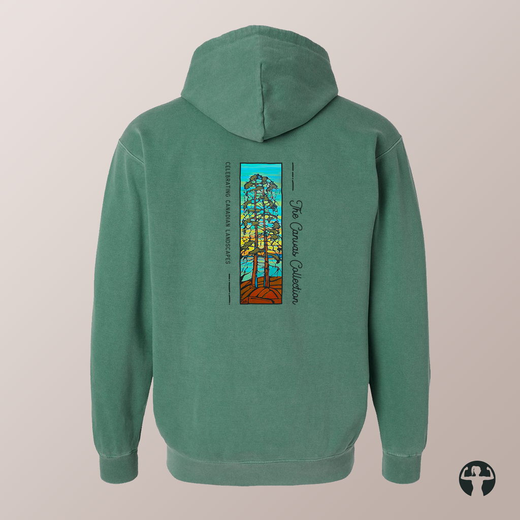 Celebrating Canadian Landscapes: Garment-Dyed Hooded Sweatshirt — Art by Denice Bustraen
