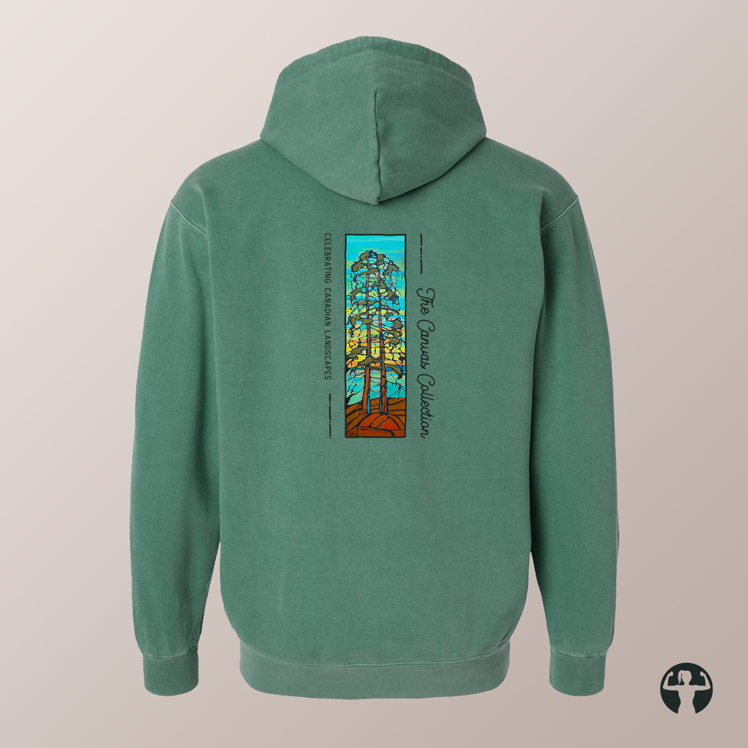 Celebrating Canadian Landscapes: Garment-Dyed Hooded Sweatshirt — Art by Denice Bustraen