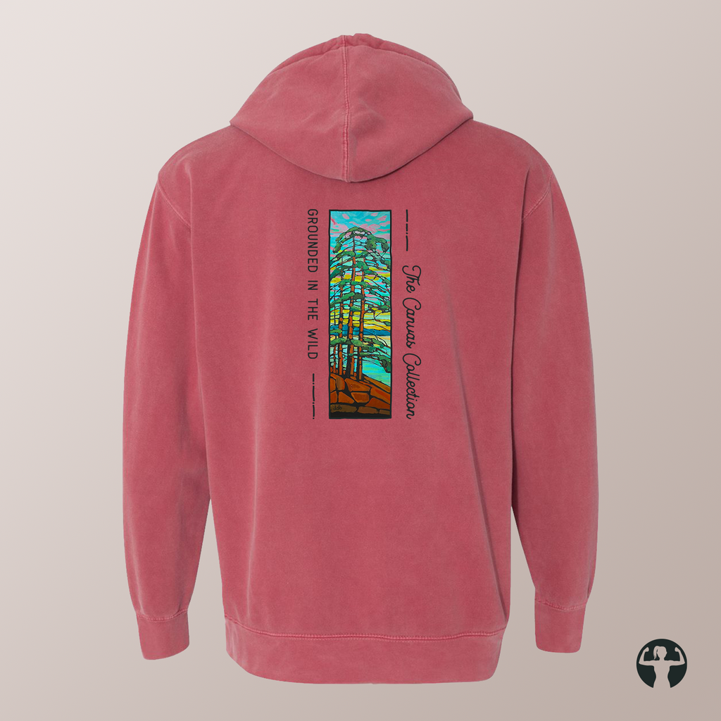 Grounded in the Wild: Garment-Dyed Hooded Sweatshirt — Art by Denice Bustraen