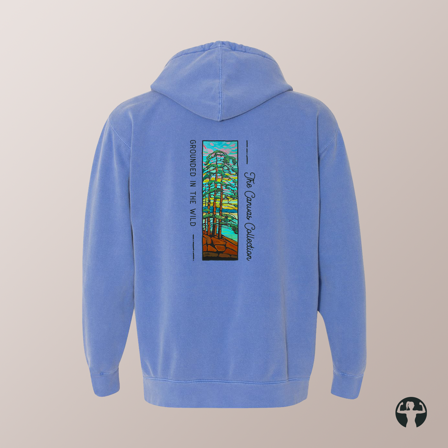 Grounded in the Wild: Garment-Dyed Hooded Sweatshirt — Art by Denice Bustraen