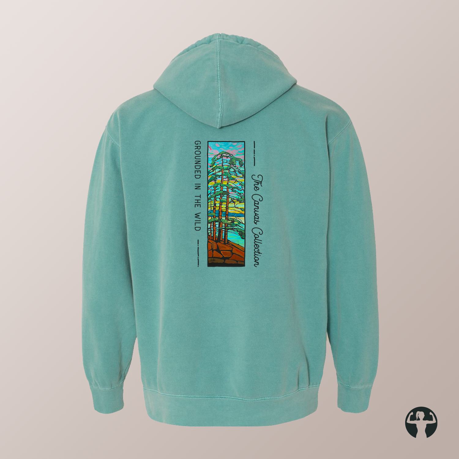 Grounded in the Wild: Garment-Dyed Hooded Sweatshirt — Art by Denice Bustraen