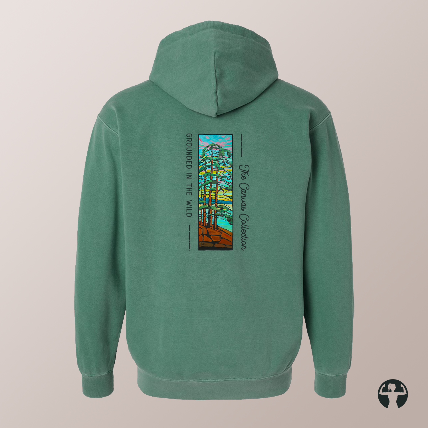 Grounded in the Wild: Garment-Dyed Hooded Sweatshirt — Art by Denice Bustraen