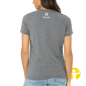 Back View, Grey Premium T-shirt for Ladies - Women's Ultra Soft Relaxed Triblend Short Sleeve tee in multiple colours. Shop online for casual apparel from Asskicker Activewear in Barrie, Ontario. Free shipping over $75 CAD or curbside pickups.
