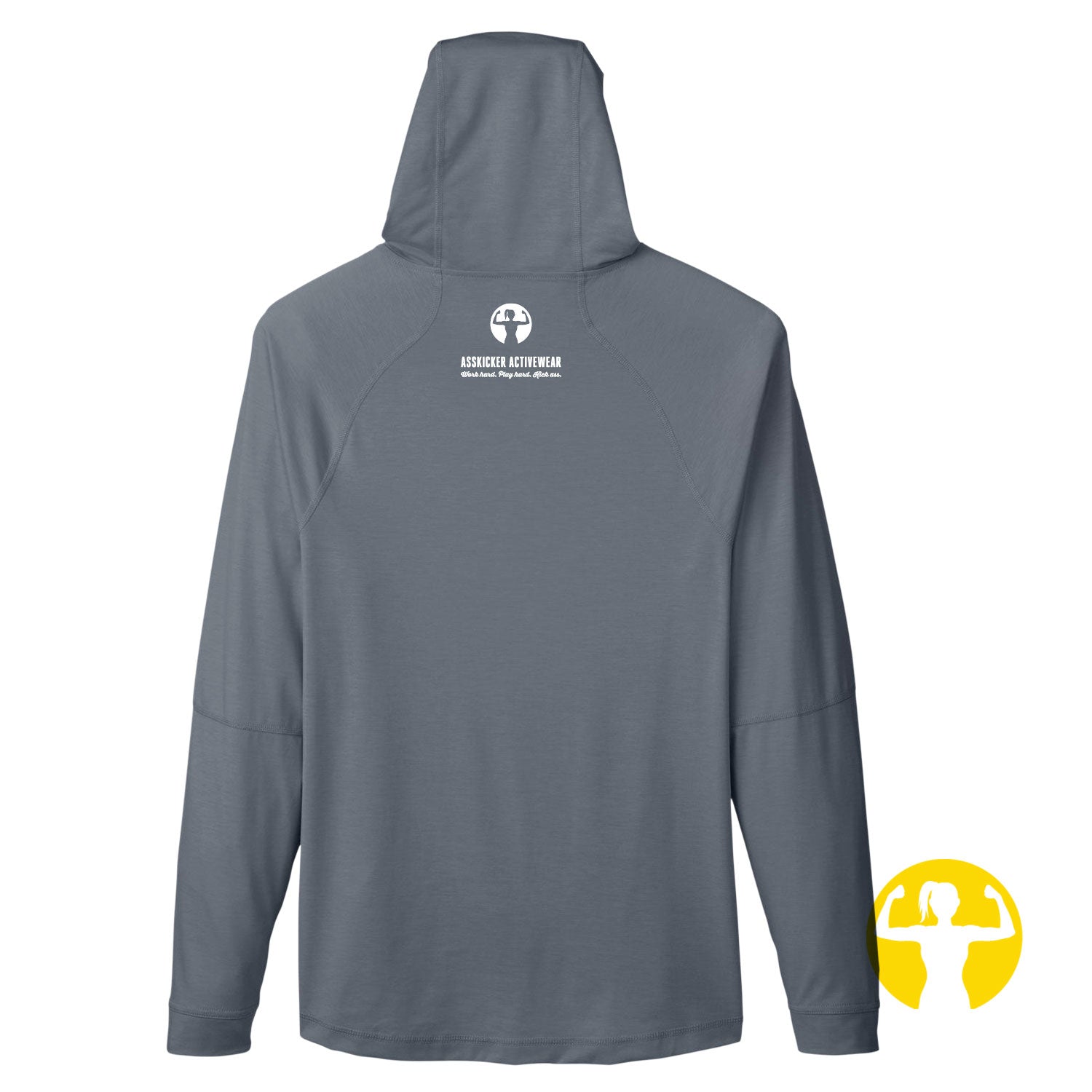 Work Hard. Play Hard. Kick Ass. Stretch Performance Hoodie with Thumbholes