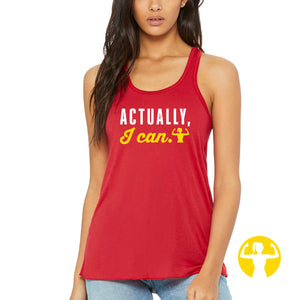 Actually, I Can - Red Flowy Racerback Tank Top for Women.