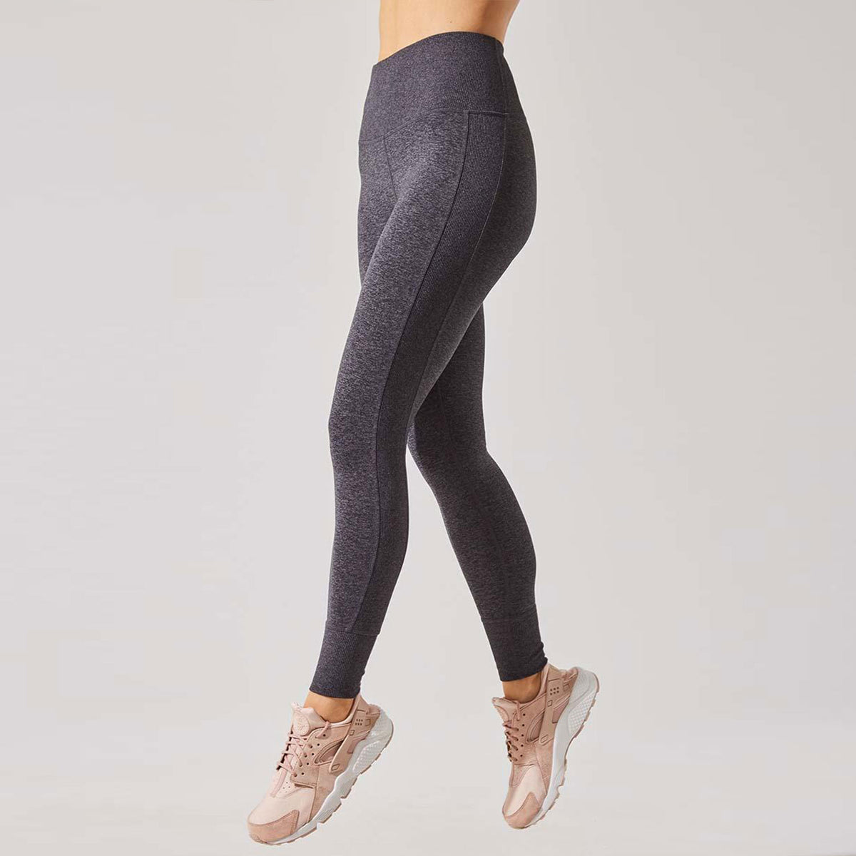 Dark grey melange High-waisted leggings in stretch fabric - Buy Online