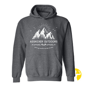 Climb any mountain one step at a time - dark grey graphic tee style hoodies for women. Shop online for body positive sizing from a small Canadian, woman owned company.