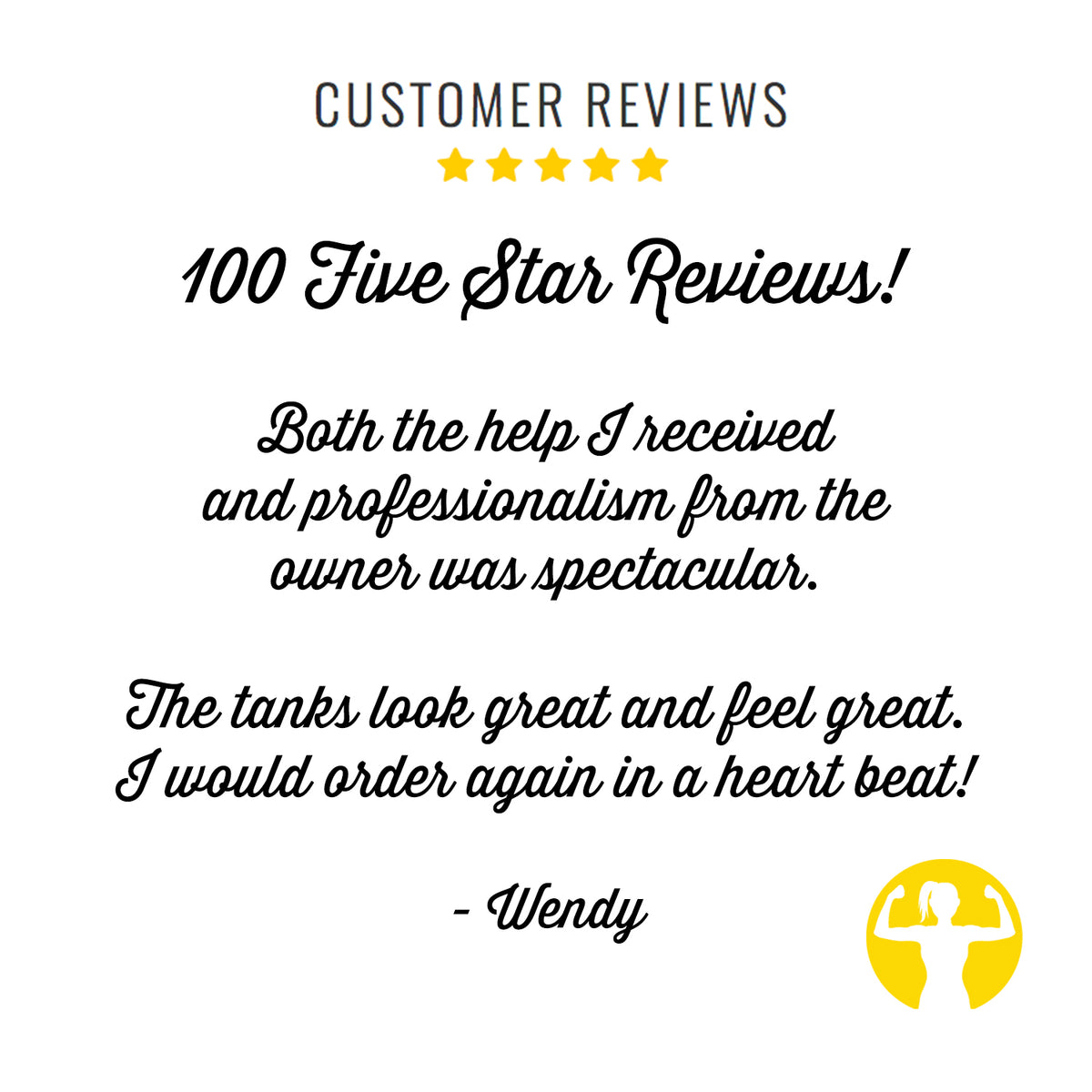 5 Star Customer Review: Both the help I received and professionalism from the owner was spectacular. The tanks look great and feel great. I would order again in a heart beat! Asskicker Activewear in Canada now has over 100 Five Star Product Reviews!