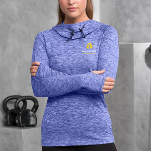 Light weight cowl neck hoodie with thumbholes - long sleeved performance running shirt